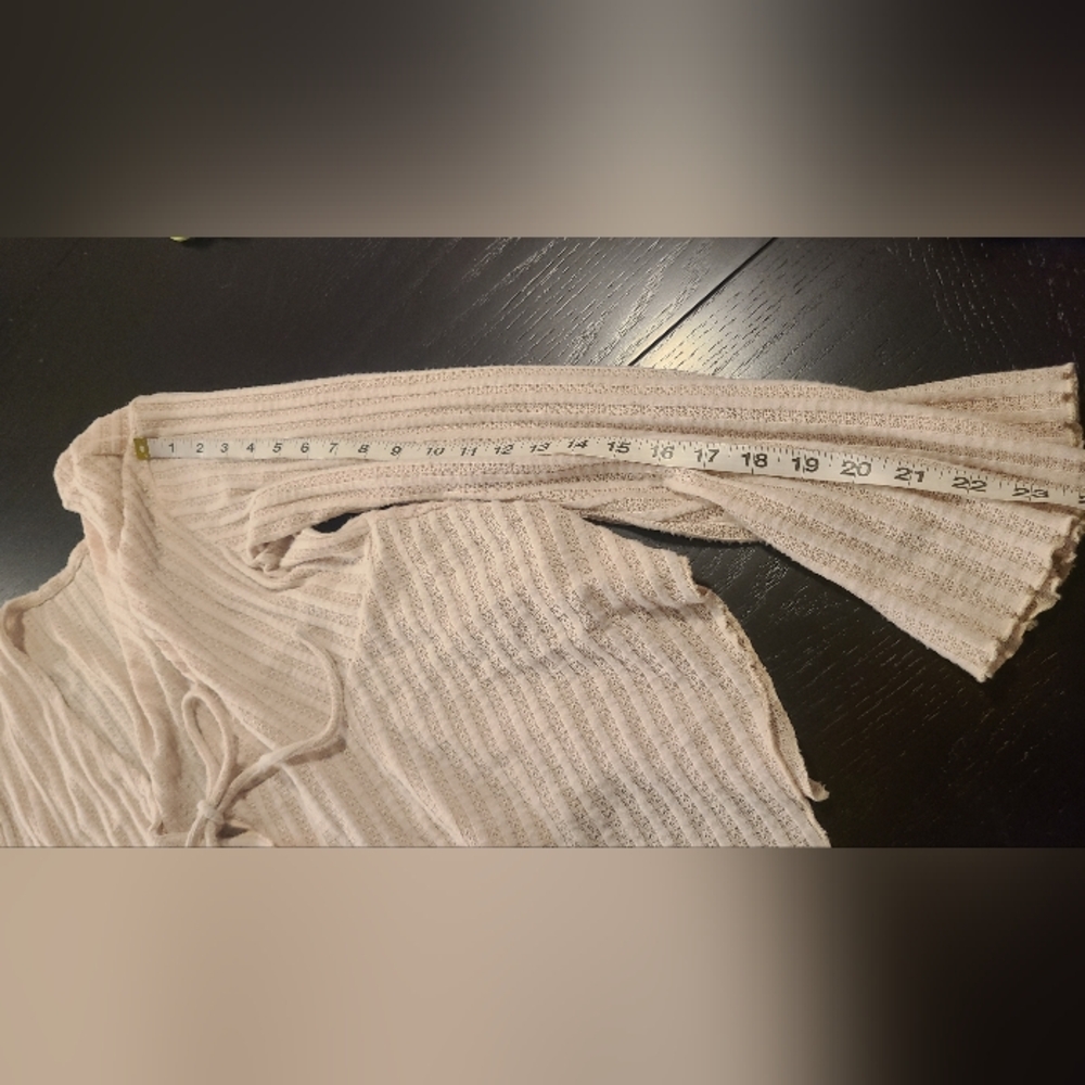 #43 Urban Outfitters Out From Under Flyaway Tie Front Top, Cream, Large - Picture 10 of 10